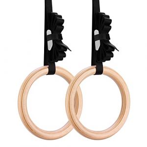 Yimidear Anneaux Gymnastique, Anneaux Olympiques en Bois avec Sangles à Boucle Anneaux de Gymnastique en Bois pour la Musculation, Le Crossfit, Les Tractions et Les Dips (YP-UK, neuf)