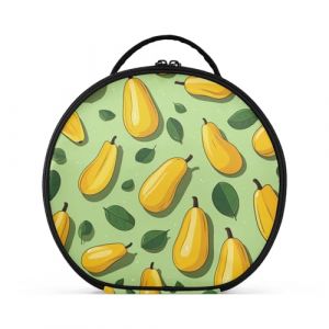 Motif Répétitif Fruit Jaune Créativité Trousse Sac Cosmétique Circulaire de Maquillage Pochette Sacs avec Cloisons Amovibles pour Voyage Filles (HULAHULA, neuf)