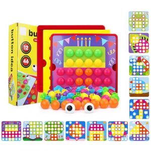 SCBOY Mosaique enfant Jeu d'encastrement mosa&iuml;que &agrave; partir de 2 ans Avec 12 panneaux color&eacute;s et 46 perles mosaique enfant playmais（G&acirc;teau） (huanyangdianzi, neuf)