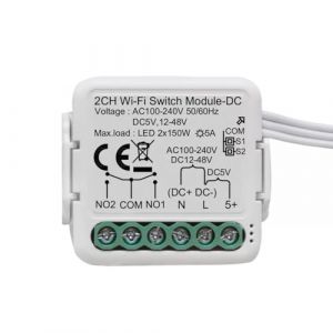 MHCOZY Module de relais WiFi intelligent &agrave; 2 canaux DC 5V 24V 32V AC100-240V, compatible avec l'application Tuya Smart Life, module de commutation &agrave; contact sec, fonctionne avec Alexa, Google Home (Mic technology, neuf)