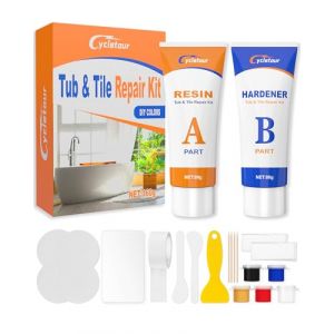 cycletour Kit Réparation Baignoire Acrylique Blanc, Kit Réparation Receveur de Douche Résine 160 G Grande Capacité - Possibilité D'assortir les Couleurs, pour Réparer les Rayures Dans les Baignoires (cycletour-fr, neuf)