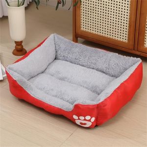 Odot Panier Chien Lavable, Lit pour Chat Chien Rectangle Confortable Fond Antid&eacute;rapant Coussin Peluche Doux et Moelleux pour Animaux de Compagnie Dorme &agrave; l'int&eacute;rieur en Hiver (Rouge,XXL) (Odot, neuf)