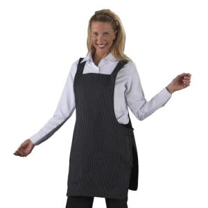 Hurry Jump Tablier sans manches femme Noir ray&eacute; blanc type blouse chasuble Tablier chasuble (Label blouse, neuf)