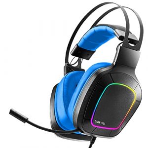 NITHO Titan Pro Casque Gaming Over-Ear &ndash; Haut-Parleurs 50 mm, Audio 7.1 pour PC, Microphone Rabattable &ndash; Compatible PS4/PS5/Laptop &ndash; Bleu (Market Gate, neuf)