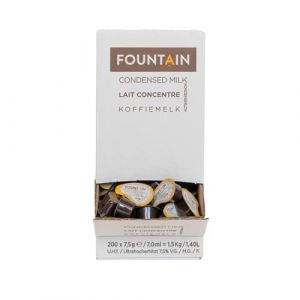 FOUNTAIN COUPELLES DE LAIT DE 7,5gr - Lait concentré en dosette individuelle dans une boîte self-service. Parfait pour une tasse de café. 7,5gr X 200 pièces (Fountain NV, neuf)