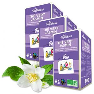 LES PAPOTEUSES | Th&eacute; vert au Jasmin bio | 72 Sachets | Certifi&eacute; biologique et commerce &eacute;quitable | Lot de 3 bo&icirc;tes de 24 sachets de feuilles de th&eacute; vert aromatis&eacute; aux fleurs de Jasmin (FILEANE, neuf)