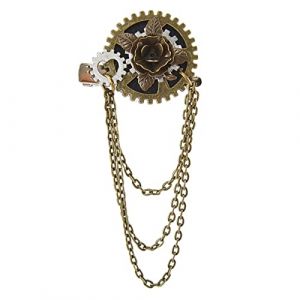 Broche en m&eacute;tal - &Eacute;pingle &agrave; cravate steampunk - Pince &agrave; cheveux pour femme et homme - Accessoire de bijoux steampunk gothique - Pince &agrave; cheveux pour femme, robe et homme - Tendance vintage, dor&eacute; (LAOSI, neuf)
