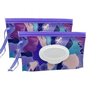 ULVBABI Lot de 2 distributeurs de lingettes humides portables et r&eacute;utilisables pour couches de b&eacute;b&eacute;, distributeur personnel de voyage rechargeable pour distributeur de lingettes humides (Violet) (EJourney, neuf)