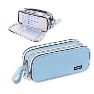 COLOCASTLE Trousse Scolaire, Trousse &agrave; Crayons de Grande Capacit&eacute;, Sac &agrave; Crayons &eacute;cole avec 3 Compartiments, Trousse Scolaire pour Filles Gar&ccedil;ons &eacute;tudiants Adultes, Bleu Clair (COLOCASTLE EU, neuf)