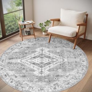 Homcomodar Rond Tapis de Chambre 160cm Doux Gris Descente de Lit Lavable Tapis Chambre Enfant Tapis Boheme de Salon (Borlans, neuf)