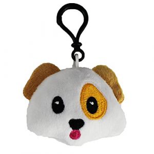 Porte-clés emoji smiley wortek - En peluche - Qualité supérieure - Avec mousqueton, chien (Blanc) - 20383-002 (wortek GmbH, neuf)