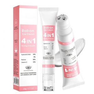 Crème contour des yeux raffermissante 20g,Roll-on 4 en 1 Crème Anti Cernes et Rides Instantané,Instant Iift Plus Cernes avec acide hyaluronique, rétinol, vitamine C,Removes Bags, Dark Circles (1) (EnviableVB, neuf)