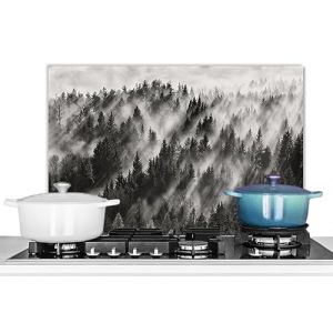 KitchenYeah© Anti Éclaboussure Cuisine 70x50 cm Aluminium Plaque Anti Chaleur Crédence sur Mesure Protection Mur Credence+Cuisine Paysage - Brouillard - Forêt - Nature (KitchenYeah, neuf)