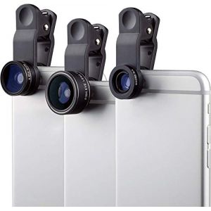 MyGadget 3 en 1 Kit Objectif Smartphone - 230&deg; Fisheye + 0,63x Grand Angle + 15x Macro - pour T&eacute;l&eacute;phone & Tablette par ex. Apple iPad iPhone Samsung (DBSW Trading GmbH, neuf)