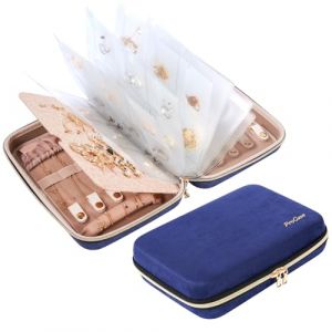 Procase Grande Trousse Bijoux Voyage, Pochette à Bijoux, Mallette Classeur Bijoux, Sac de Rangement Bijoux, pour Colliers Boucles d'oreilles Bagues -Marine (ChangBo Store, neuf)
