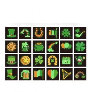 Autocollants de tatouage à thème vert, peinture irlandaise, autocollants de tatouage imperméables(24 PCS G) (Grand maritime trade, neuf)