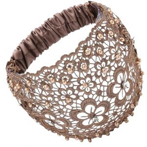Bandeau De Cheveux En Dentelle - Accessoires Pour Cheveux Bandeau De Cheveux | Bandeau De Cheveux En Dentelle Perlée | Écharpe De Tête Rétro | Large Coiffure En Dentelle Florale, Élégant Bandana Boho, (xaiulke, neuf)