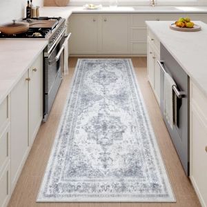 HUGEAR Bleu Tapis Couloir Lavable en Machine Tapis de Passage Cuisine Chambre Adulte Tapis Couloir Long 60x240cm Doux Vintage Descente de Lit AntidéRapant Decoration Chambrel Mangerd (RONGBEN, neuf)