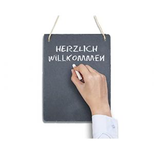 G. Wurm GmbH + Co. KG Tableau en ardoise &agrave; &eacute;crire soi-m&ecirc;me avec ruban de jute &agrave; suspendre - 20 x 25 cm - Par exemple comme tableau m&eacute;mo dans la cuisine ou tout simplement pour des messages d&eacute;coratifs (Dittmeier, neuf)