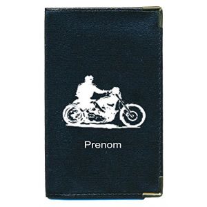 Syl'la Porte Carte Grise et Papier Voiture en Simili pour Femme ou Homme Noir (Harley personnalisé avec prenom) (sylla city, neuf)