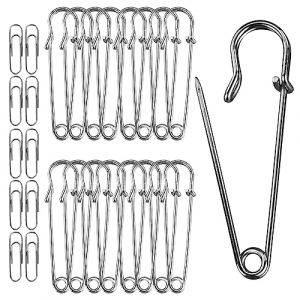 LWMLWM Lot de 15 Grandes épingles à nourrice en Acier Inoxydable de 50 mm - Épingles de sûreté Solides pour couvertures, Tricots, Bijoux et travaux manuels (GLRRECOM LTD, neuf)