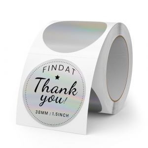 FINDAT Étiquette Thermique Holographique Ronde 38 mm Rouleau Vinyle Cercle Imprimante Argent Laser Autocollante Thermique pour Bureau Logo Design QR Expédition 200 Pièces (ZHIYUU, neuf)