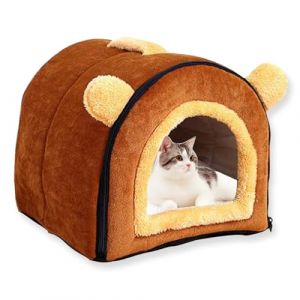 Niche d'int&eacute;rieur pour chien de grande taille, lavable, luxueuse, apaisante, anti-anxi&eacute;t&eacute;, avec coussin doux, lit igloo pour animal domestique (A, 43 x 33 x 34 cm, M) (ping bu, neuf)