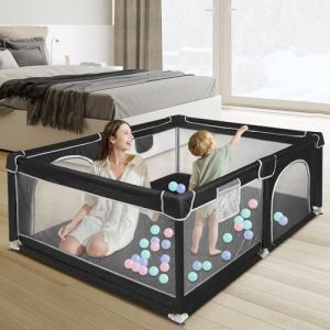 OHMG Parc bebe,120 * 120 * 66cm,Parc enfant en tissu oxford,Parc bébé avec maille Respirante,Parc de Jeu pour Bébé avec Ventouse,Petit Parc Enfant avec Barrières, Parc Bébé Avec Tapis (jusiZL, neuf)