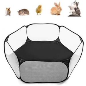 Parc pour petits animaux, Cage Tente Pliable Cage pour Petits Animaux Portable Respirante et Transparente Enclos d'Exercice pour Cochons d'Inde, Guinea Pig, Hamsters, Chinchillas, Lapins, Chiot (Noir) (fuzhoufendaixuekejiyouxiangongsi, neuf)