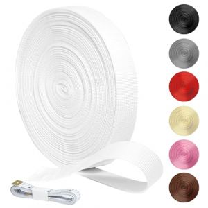 KINETOX 20M Sangle Polypropyl&egrave;ne Blanche Ruban de Sangle 20 mm R&eacute;sistante et Imperm&eacute;able Sangles tiss&eacute;e au M&egrave;tre pour Sac Rucksack Bagage Harnais Bricolage Couture DIY et Outdoor (KINETOX-EU, neuf)