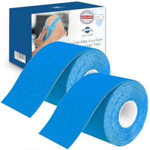 Set de 2 bandes de kinésiologie pour strap couleur bleu axion| Ruban adhésif résistant à l'eau | Optimal pour le sport | 2 rouleaux de 5 m (axion France, neuf)