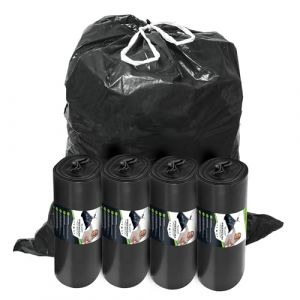 Sacs poubelle 60L noir avec FEUILLES - Résistants à la déchirure - XXL - 40 µ résistant - LDPE recyclé - Grand sac poubelle - 60 litres - Ordures ménagères, industrie - 100 sacs - 4 rouleaux (snowcommerce GmbH, neuf)