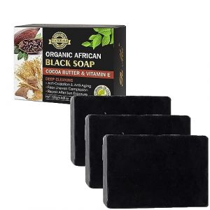 Savon Noir Africain au Beurre de Cacao avec Vitamine E, Savon pour l'acné, dissolvant de Taches Brunes, Savon Naturel pour Le Visage, Nettoyage en Profondeur, Savon Noir, contrôle de l'huile, pour (guangzhouliuqiyongshangmaoyouxiangongsi, neuf)