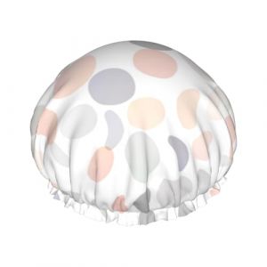 Bonnet de douche pour douche &ndash; Grand bonnet de douche r&eacute;utilisable et imperm&eacute;able &agrave; pois orange fonc&eacute; pour femme, bonnet de douche double couche pour femme avec doublure en PEVA et corde &eacute;lastique (SA-Toy, neuf)