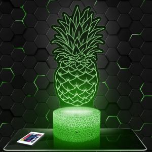 Lampe de chevet, Veilleuse Tactile Ananas Lampe 3D LED illusion, Idée cadeau Noël anniversaire garçon et fille Lampe de nuit chambre d'enfant ou adulte (Lampephoto-fr, neuf)