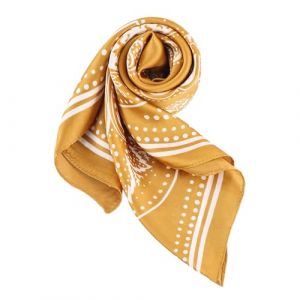DAMILY Foulards Masculin Bandana Carr&eacute; Doux Paisley Foulard en Soie &Eacute;charpe Attacher Lisse Banquet Ascot Costume Mouchoir (Jaune) (Dancer Kisses, neuf)