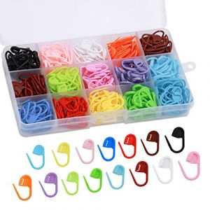 Benlay Lot de 300 clips d'aiguilles à point de croix, 15 couleurs, en plastique, avec boîte de rangement transparente, marqueur de point de crochet, pour crochet et tricot, bricolage, artisanat (Benlay, neuf)