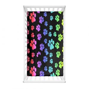 Odot Drap Housse pour Lit de B&eacute;b&eacute;, Motif Imprim&eacute; Patte de Chien Draps Housses Enfants Prot&egrave;ge Matelas Extensible pour Fille et Gar&ccedil;on, Berceau, Lit Parapluie (Couleur d&eacute;grad&eacute;e,75x30x10cm) (Odot, neuf)