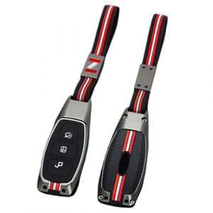 Happyit Coque de Protection pour cl&eacute; de Voiture Compatible avec Ford C-Max Mondeo Kuga Fiesta Titanium Ford Focus 3 4 St MK3 MK4 3 Boutons (Mat+Corde) (Happyit66, neuf)