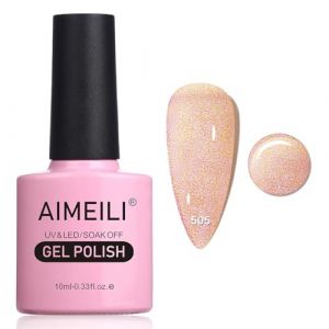 AIMEILI Vernis Semi Permanent Holographique Paillettes 10ml Laser Arc-en-ciel Gel Vernis &agrave; Ongles Printemps &Eacute;t&eacute; Paillet&eacute; UV LED Soak Off Manucure - Orange (505) (SW Co., Ltd, neuf)
