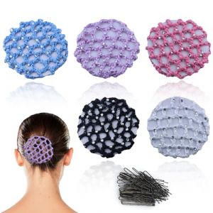 Lot de 5 filets à cheveux, filets à cheveux, filet à cheveux, filet à cheveux, filet à chignon, filet à cheveux, filet à cheveux en cristal, filet à cheveux de ballet, filet à chignon pour fille (avec (JRSHIRLEY LTD, neuf)