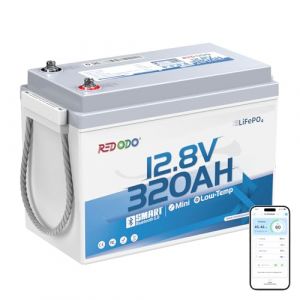 Redodo 12V 320Ah Batterie LiFePO4 avec Bluetooth,Batterie Lithium 190mm de Largeur Con&ccedil;u pour Espace sous Si&egrave;ges,BMS 200A,4096Wh Autonomie pour Camping Car/Bateau/Cabane Hors R&eacute;seau/Secours Maison (Lianyi Power, neuf)