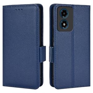 Topme &Eacute;tui en Cuir pour Motorola Moto E14 / G04S / G04 / G24 / G24 Power (6.5" inches), [ Coque de T&eacute;l&eacute;phone S&eacute;rie Motif Litchi Simple] - Bleu fonc&eacute; (topme, neuf)