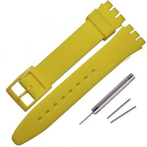 Rihahisy Bracelet de montre en silicone pour Swatch - Plusieurs couleurs, doux pour la peau, respirant, boucle en plastique l&eacute;ger, outils et barrettes &agrave; ressort inclus, 17 mm (Hosivo FR, neuf)