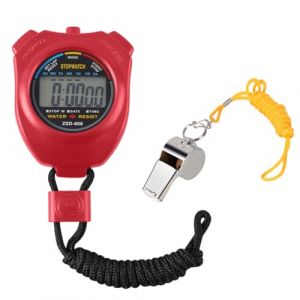 Vicloon LCD Digital Chronométreur,Compteur de Sport/Minuterie de Chronomètre Portable avec Sifflet en Acier Inoxydable,Appliqué au Courir Football Basket Natation et Les Autres Sports (BEST-SELLER5, neuf)