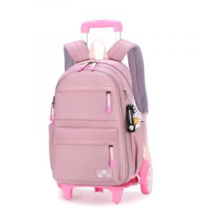 Tanou Cartable a Roulette Fille, 16 Pouces Légers Sac a Roulette Fille Primaire, Détachable Cartable Roulettes Enfant pour Voyages Scolaires, 7-12 Ans, Violet (Tanou Bagages, neuf)