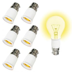 6 Pi&egrave;ces Adaptateur B22 e E27,Adaptateur Ampoule Baillonette vers Vis,Convertisseur de Douille &agrave; Ba&iuml;onnette B22 &agrave; E27 pour Ampoule LED Incandescente Halogene Adaptateur Culot Douille (JR-Kong, neuf)