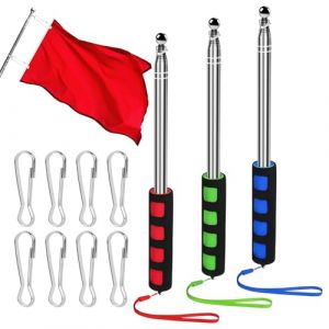 3 Pièces Mât Telescopique, 2m Mat Drapeau, Mât de Drapeau Portable avec 8 Crochets, Mat pour Drapeau Portatif, Porte Drapeau Bâtons, Mât Drapeau pour Salle de Cours Guide Touristique Drapeau Bannière (STORE TISTIRNT, neuf)