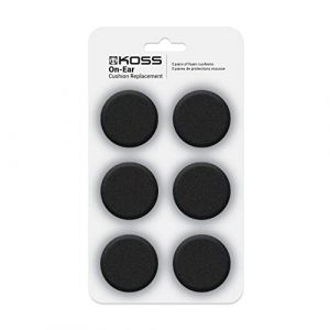 Koss Lot 6 mousses (pour casque Koss Portapro, pack de 6, embouts Koss pour écouteurs KSC7, KSC11/12, KSC75/T, KTXPro 1, KTX8/16, PTX6/CX6, Porta Pro 1/2/Junior/Sporta Pro, UR5) Noir (Stock Bureau Maison Bien-être, neuf)