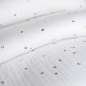 Lovely Hippo Toile de Lit Cabane 100% Coton - Ciel de Lit Cabane pour Lit Montessori 90x190, 90x200 cm - Tissu Oeko-Tex Gots (Blanc/Or, 97 x 402 cm) (VRC Products France, neuf)